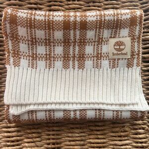 Timberland Cream and Brown Checkered Scarf